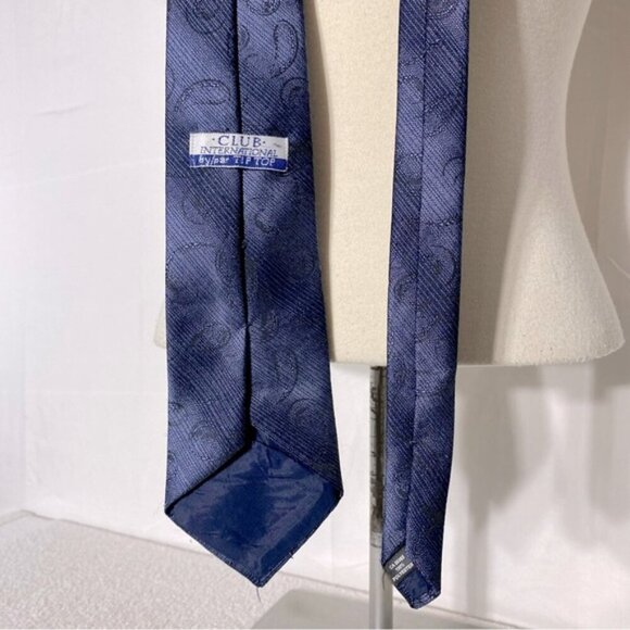 Vintage Club International Navy Blue Paisley Tie - Picture 4 of 10